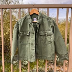 ⬇️Gap Womens Army Cargo Lightweight Jacket Size XS Color Olive Green 💯% Cotton